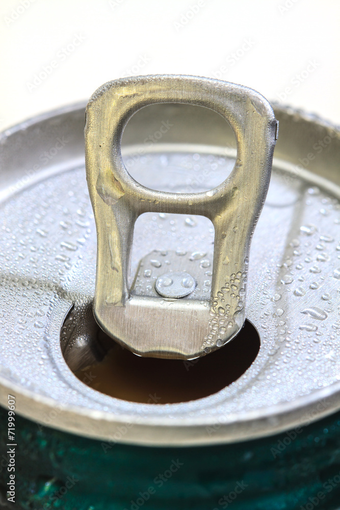 Closeup shot from the pull ring on a beverage can Closeup shot from the pull ring on a beverage can