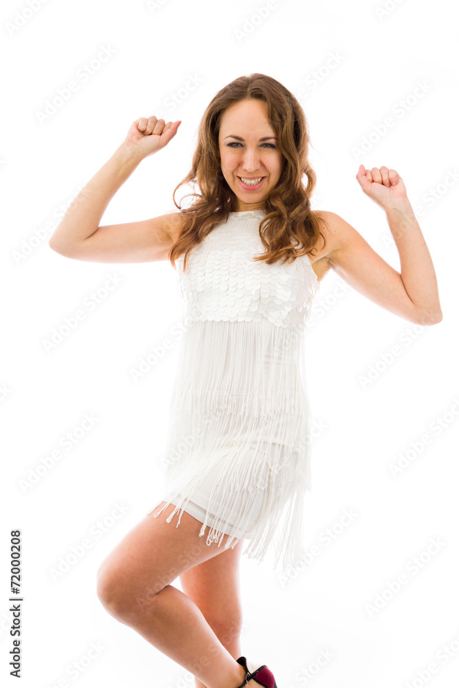 model isolated on plain background victory confident model isolated on plain background victory confident