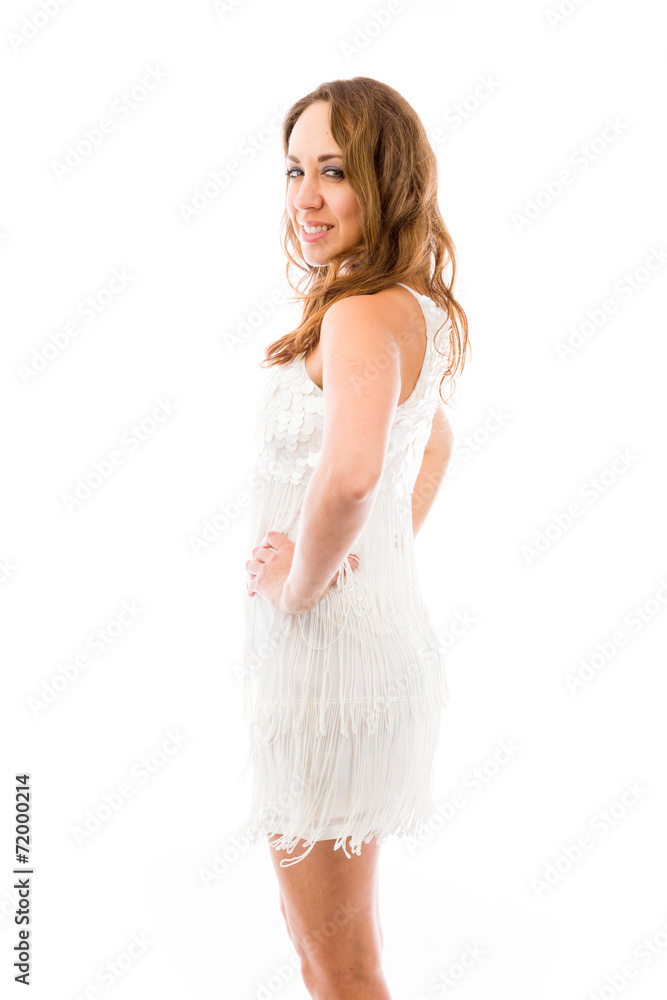model isolated on plain background back turning around model isolated on plain background back turning around