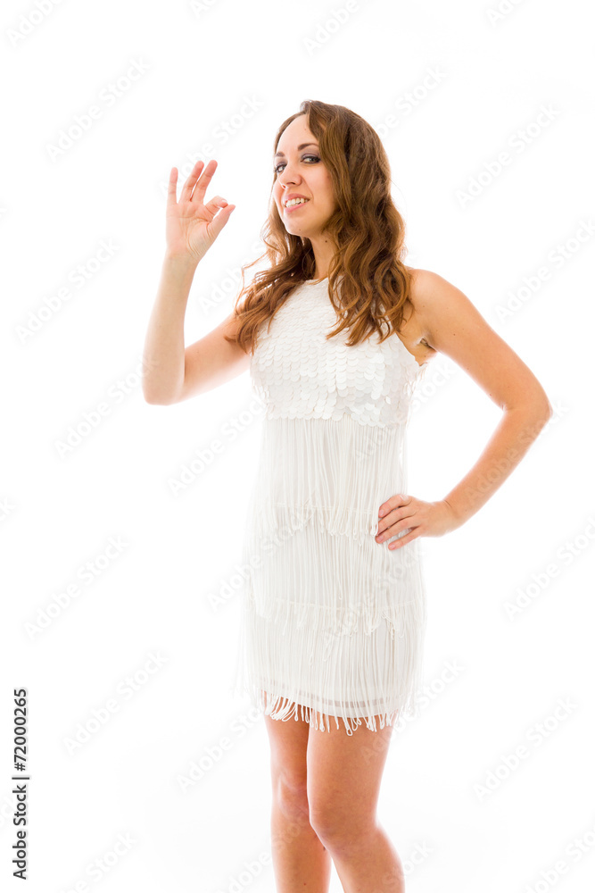model isolated on plain background hand gesture ok sign model isolated on plain background hand gesture ok sign