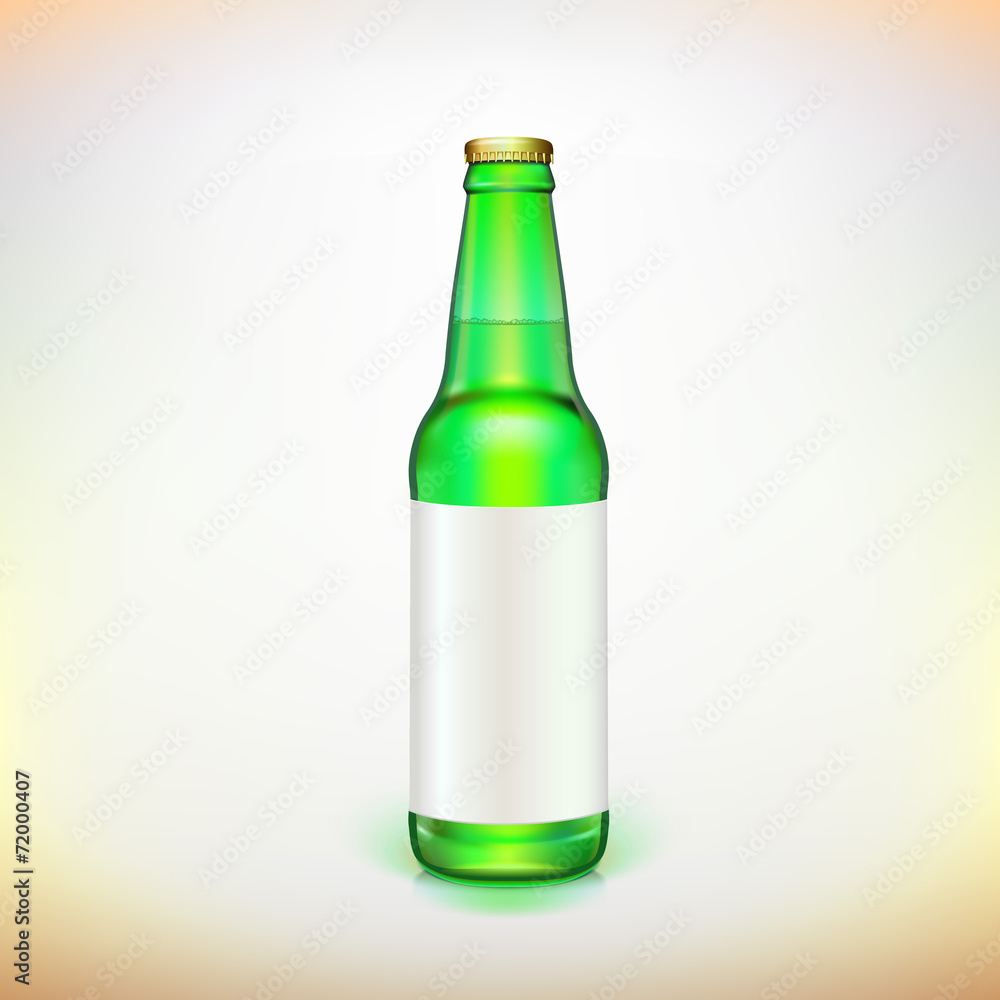 Glass beer green bottle and label. Product packing. Glass beer green bottle and label. Product packing.