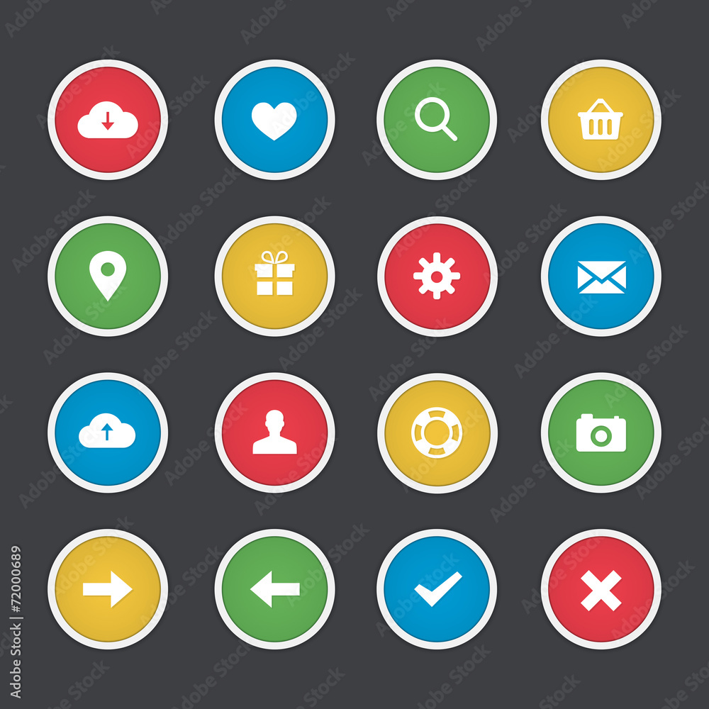 16 Bright Colours Web Icons Set 16 Bright Colours Web Icons Set
