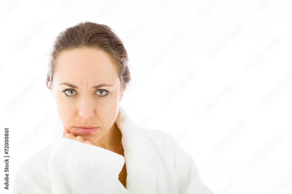 model isolated on plain background bored upset model isolated on plain background bored upset