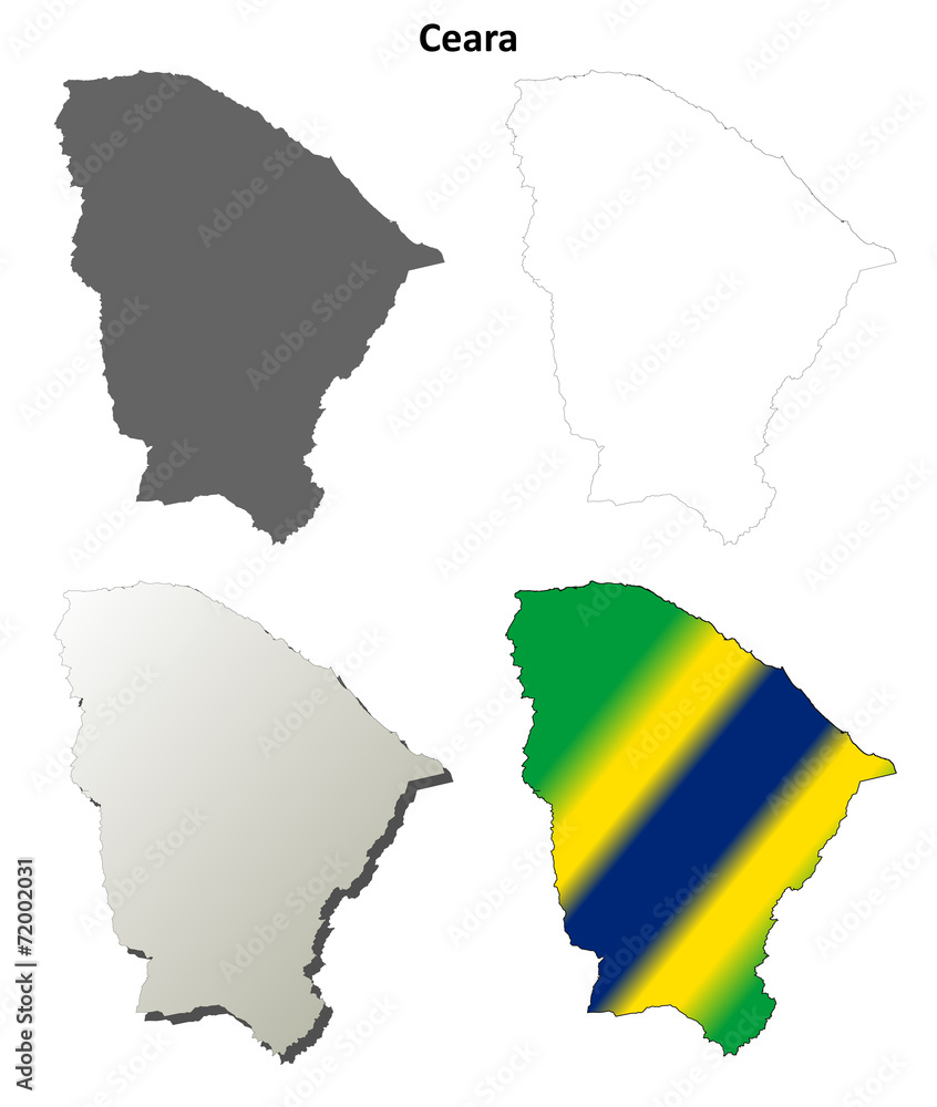 Fototapeta premium Ceara blank outline map set