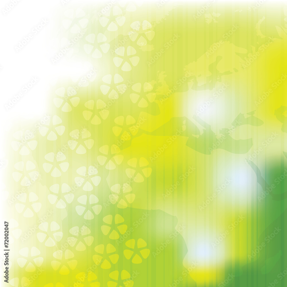 Fototapeta premium Bright Blurred World Map with Floral Pattern