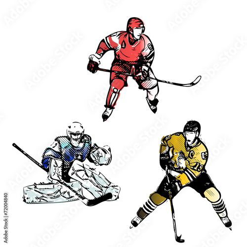 ice hockey players vector illustrations