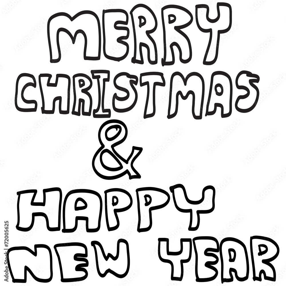 Fototapeta premium MERRY CHRISTMAS AND HAPPY NEW YEAR hand lettering
