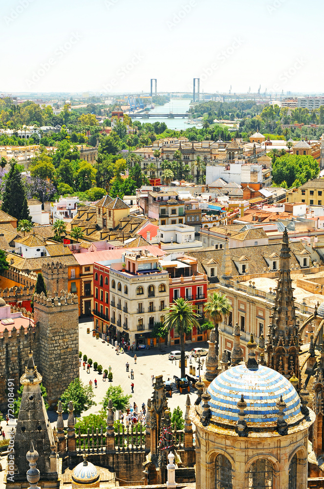 Panoramic view from the Giralda in Seville, Andalusia, Spain