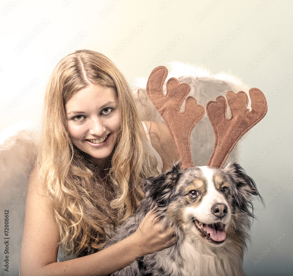 Merrry Christmas: Beautiful angel with her dog :) Merrry Christmas: Beautiful angel with her dog :)