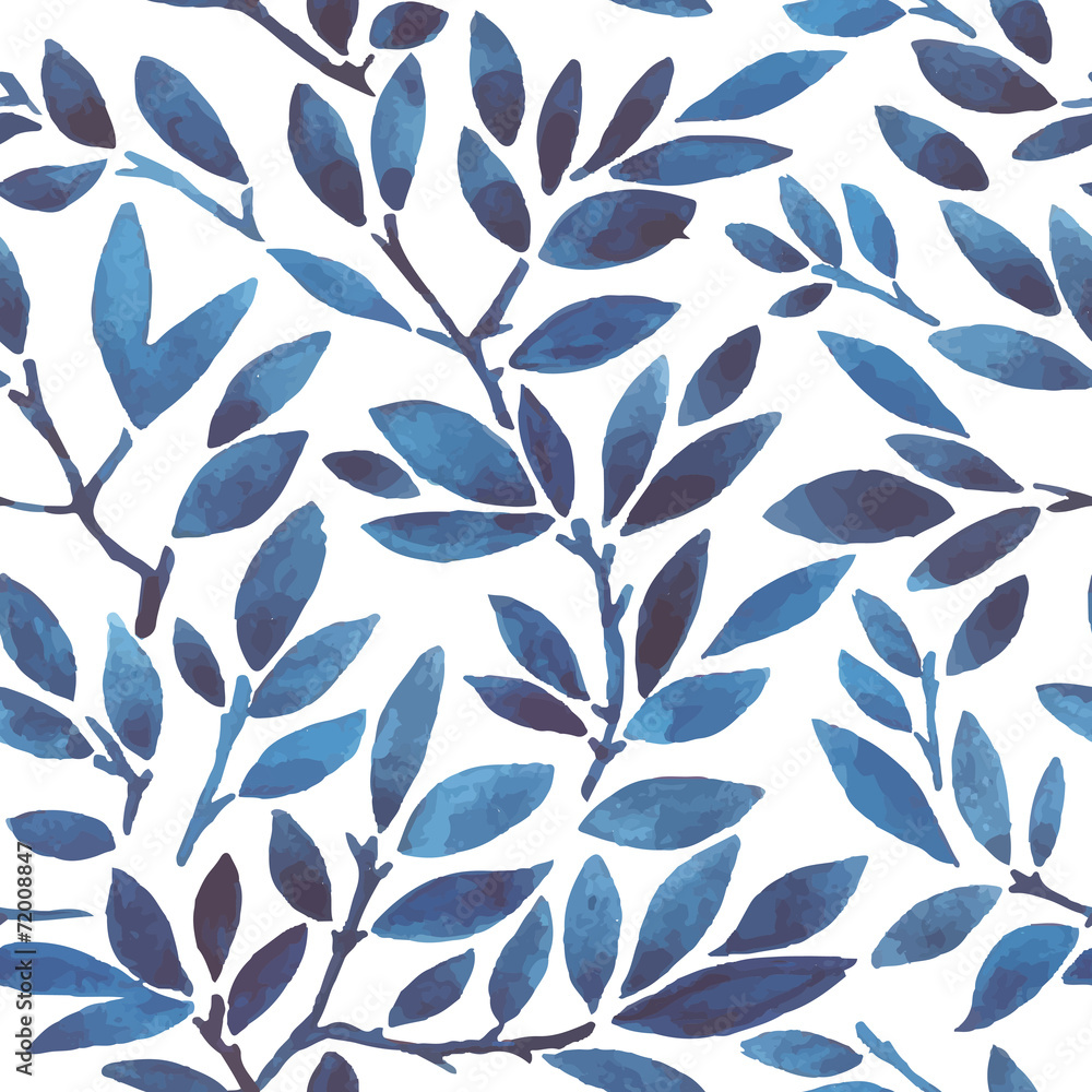 watercolor seamless pattern leaves