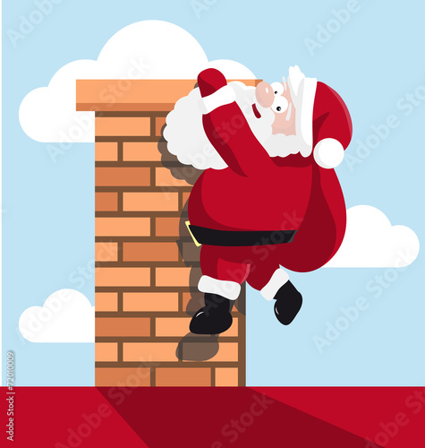 Santa hanging on the chimney