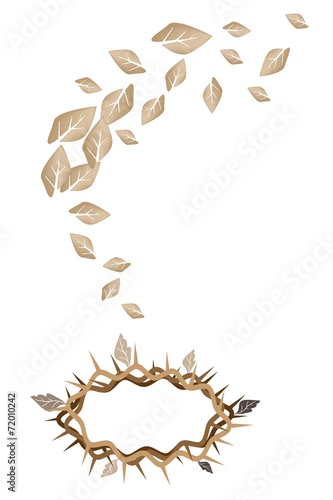 Dried Leaves Falling to A Crown of Thorns