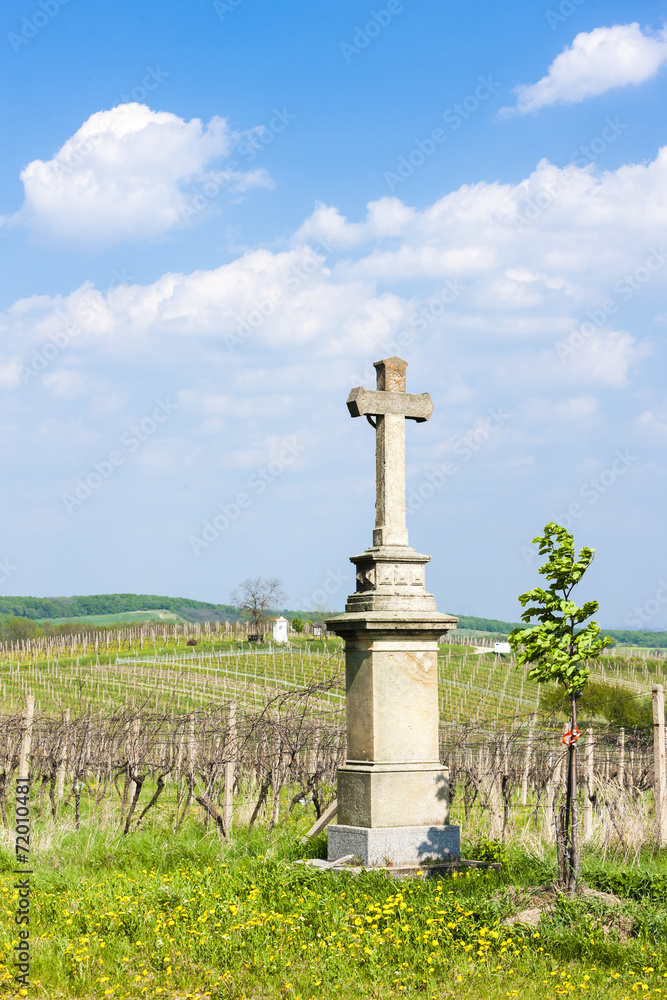 cross with vineyard near Nemcicky, Czech Republic cross with vineyard near Nemcicky, Czech Republic