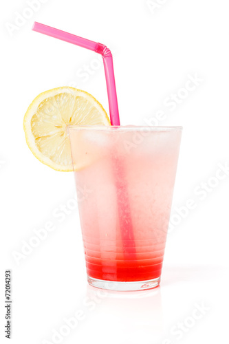 Glass lemonade with lemon slice