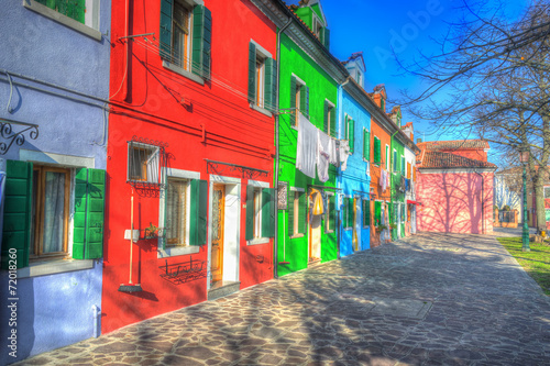 colorful houses in a Burano square in hdr tone © Gabriele Maltinti