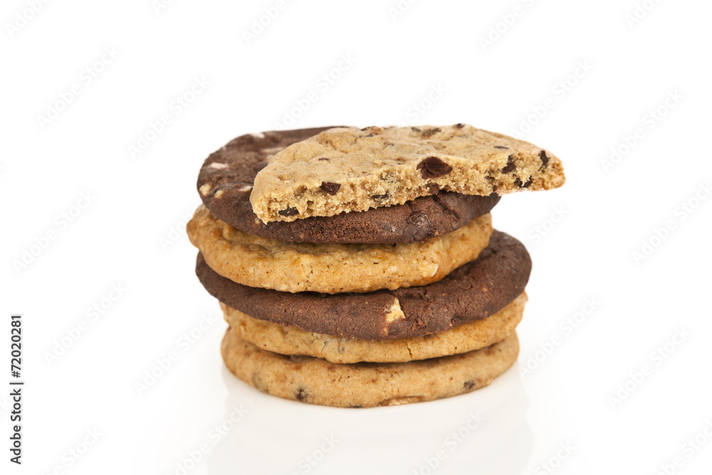 Chocolate chip cookie on white background Chocolate chip cookie on white background