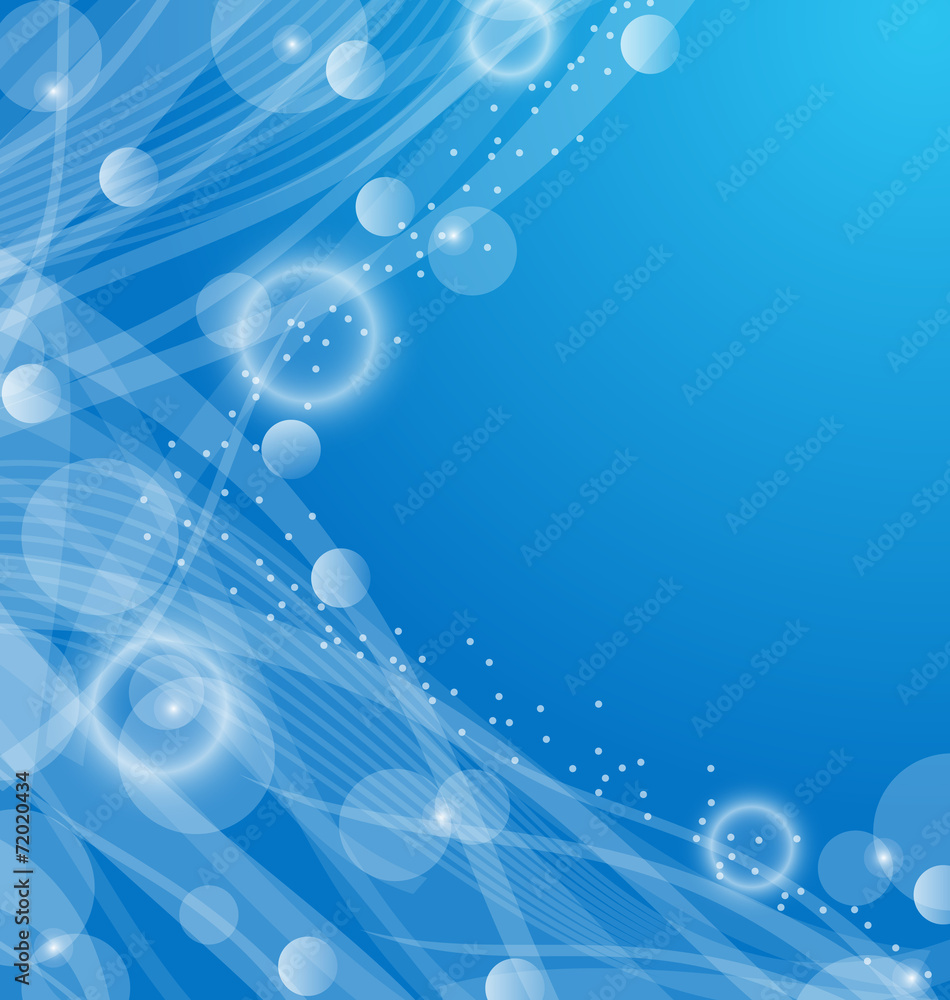 Abstract blue wavy background, design template