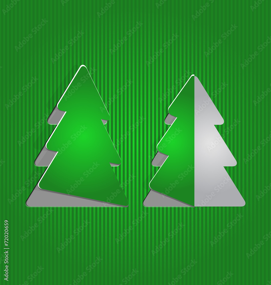 Fototapeta premium Christmas cutout paper tree, minimal background