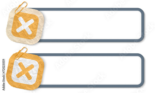 yellow frames with texture crumpled paper and multiplication sym