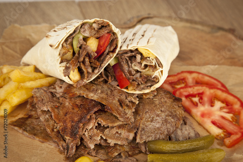 delicious turkish doner kebab grilled meat