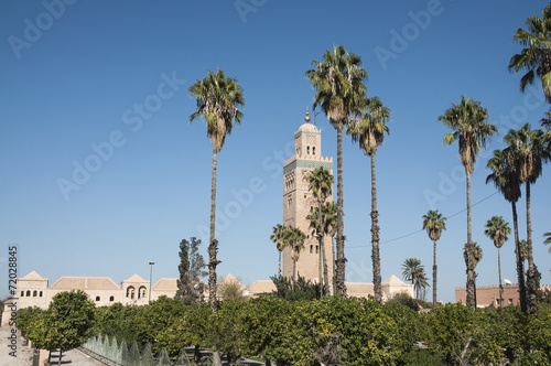 Minaret of ancient Koutoubia mosque in Marrakesh photo