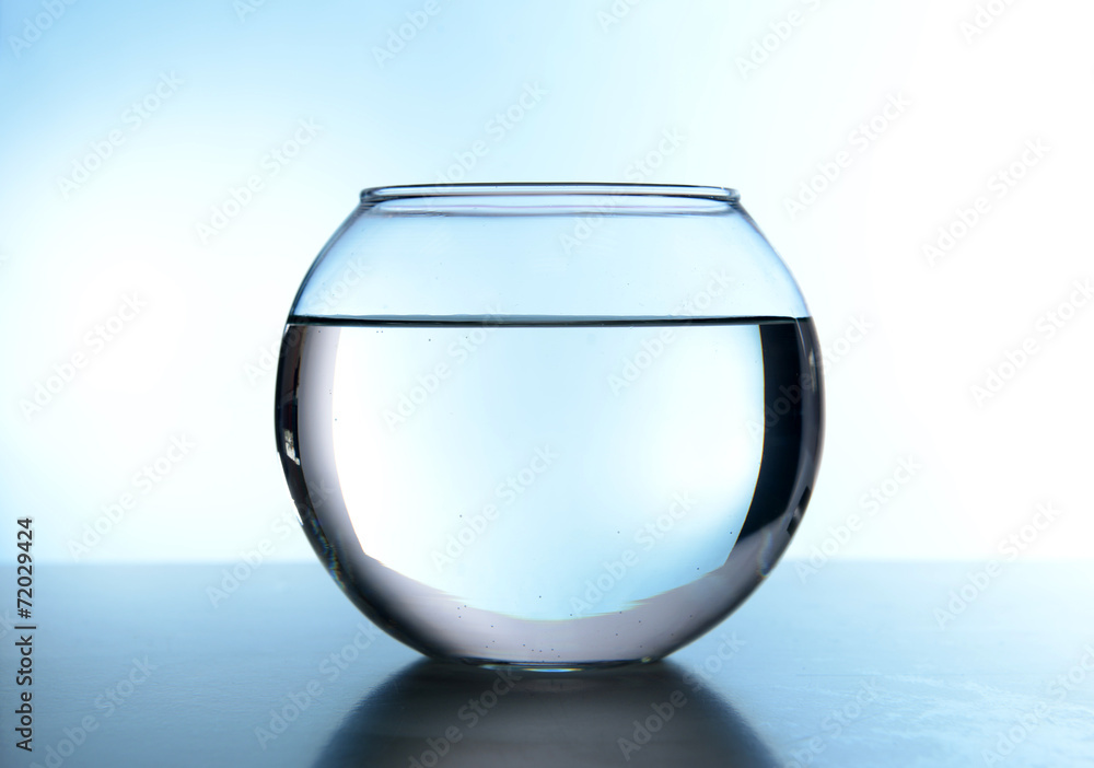 Fish bowl on light blue background Fish bowl on light blue background
