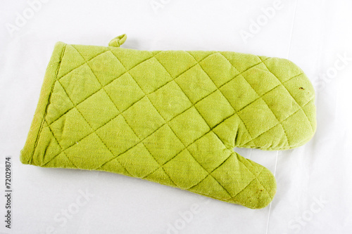 Lime Green Oven Mitt on White Background