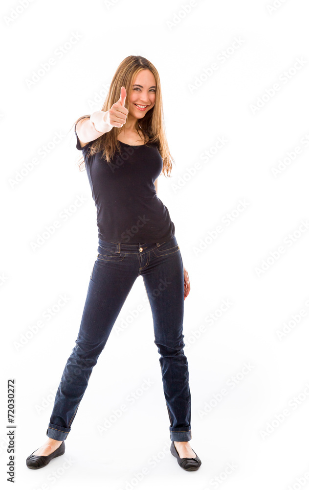 model isolated positive attitude thumbs up model isolated positive attitude thumbs up