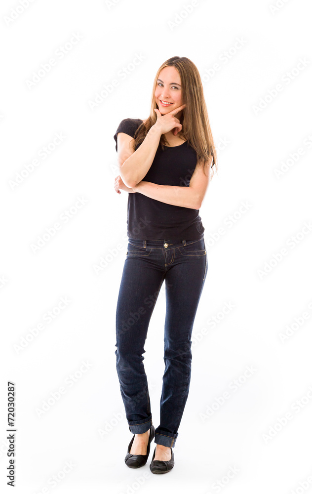 model isolated on plain background thinking model isolated on plain background thinking