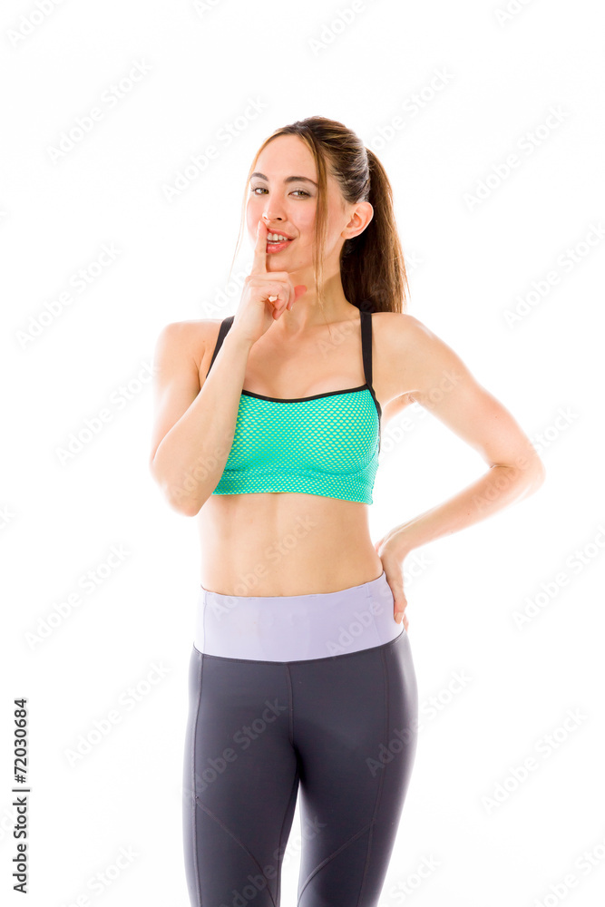 model isolated with finger on lips secret model isolated with finger on lips secret