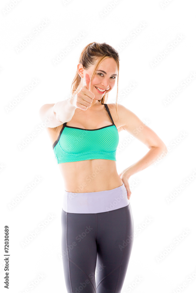 model isolated positive attitude thumbs up model isolated positive attitude thumbs up
