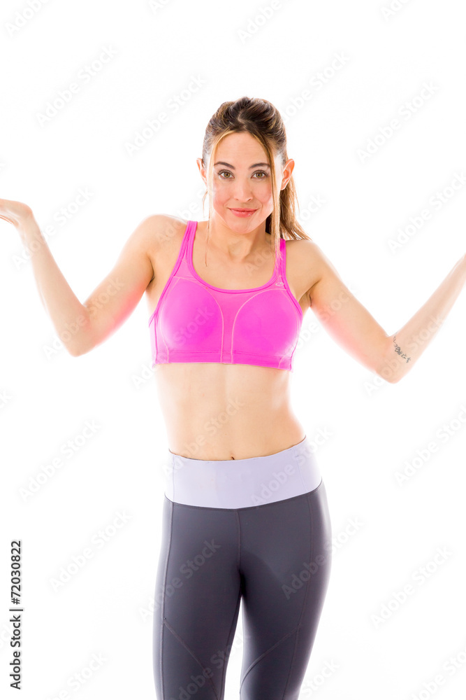 model isolated on plain background puzzled confused lost model isolated on plain background puzzled confused lost