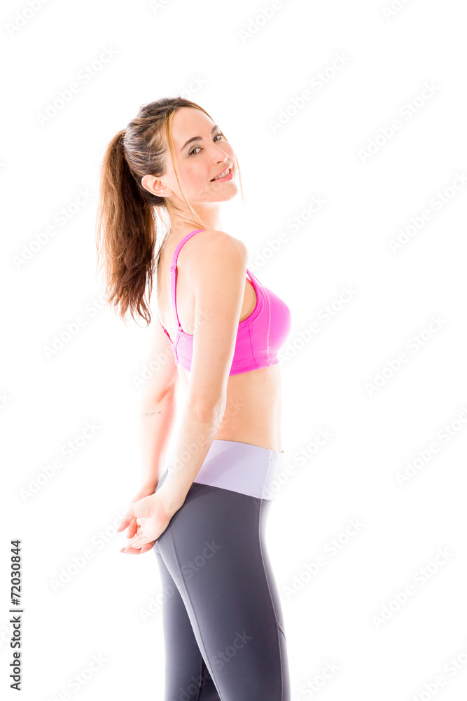 model isolated on plain background back turning around model isolated on plain background back turning around