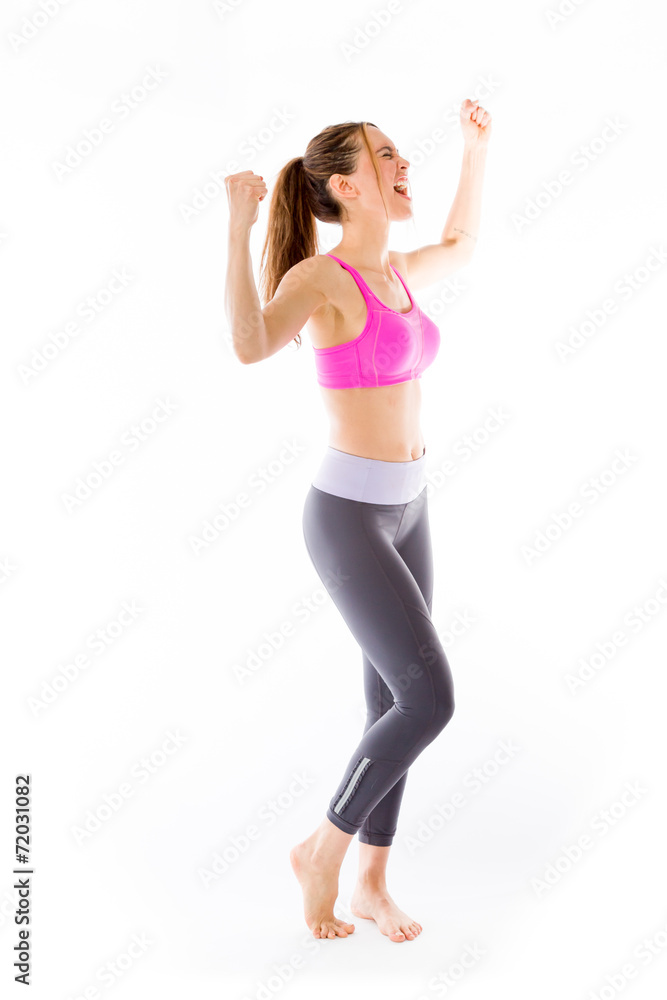 model isolated on plain background screaming model isolated on plain background screaming