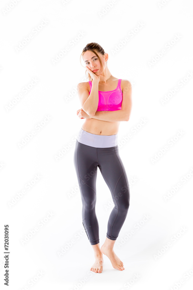 model isolated on plain background bored upset model isolated on plain background bored upset