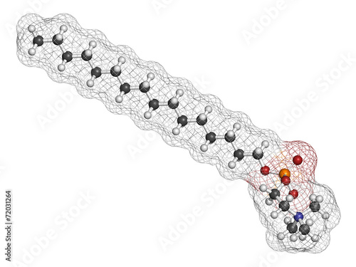 Miltefosine leishmaniasis drug molecule. photo