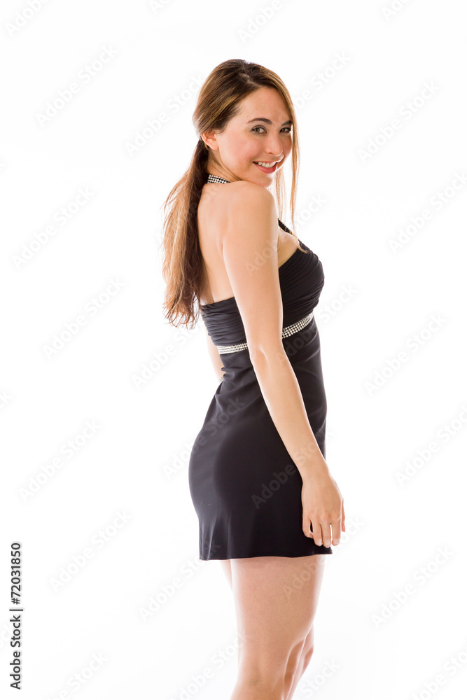 model isolated on plain background back turning around model isolated on plain background back turning around