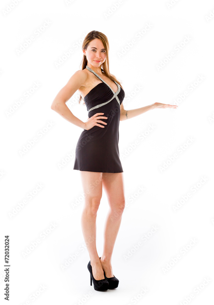 Fototapeta premium model presenting showcasing with hand