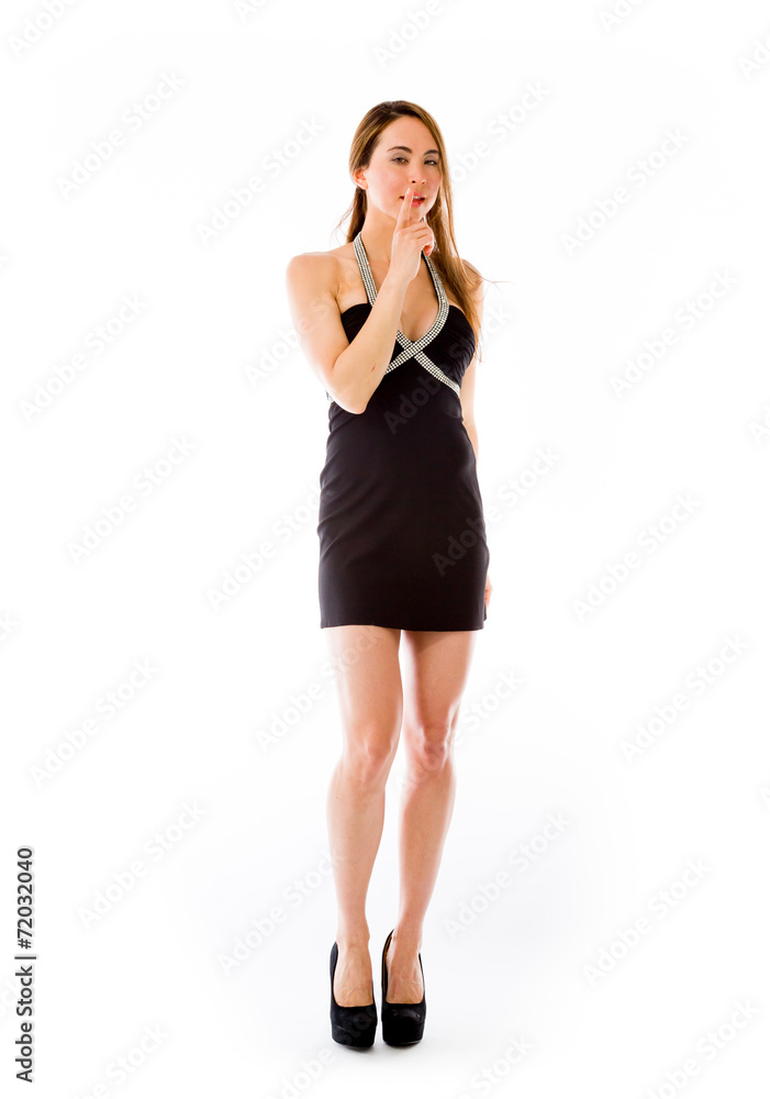 model isolated with finger on lips secret model isolated with finger on lips secret