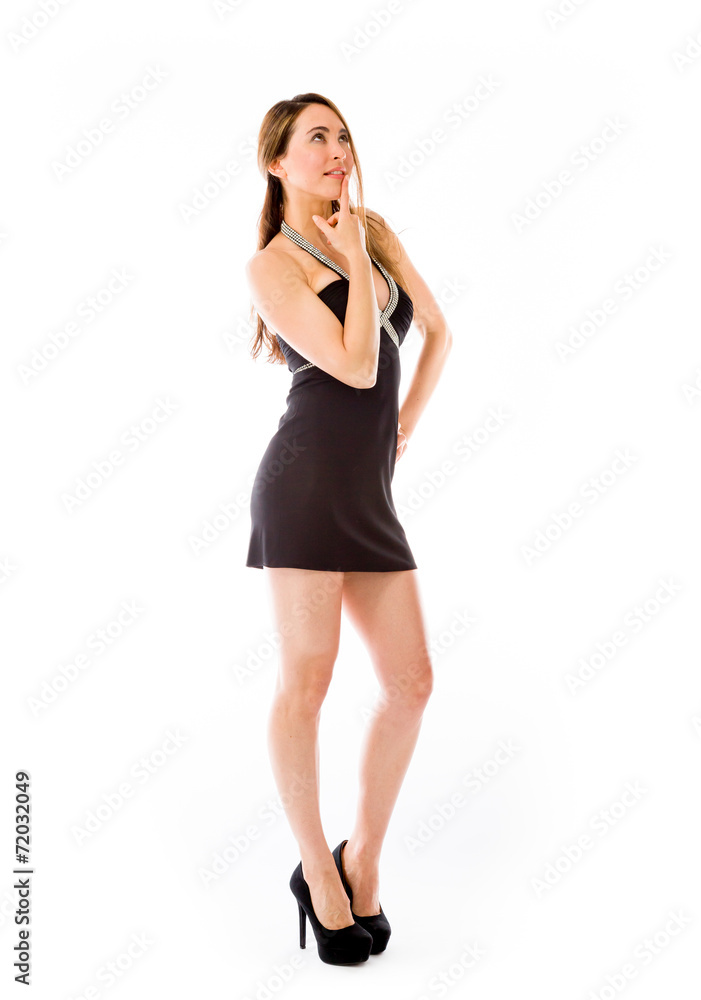 model isolated on plain background thinking model isolated on plain background thinking