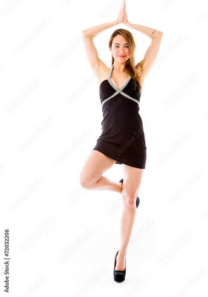 model isolated on plain background yoga relaxing model isolated on plain background yoga relaxing