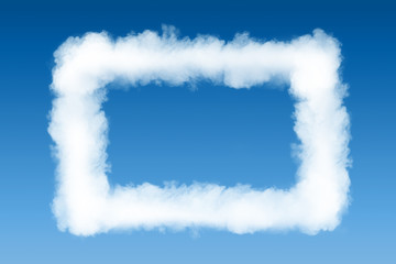 smoke cloud photo frame on blue sky background