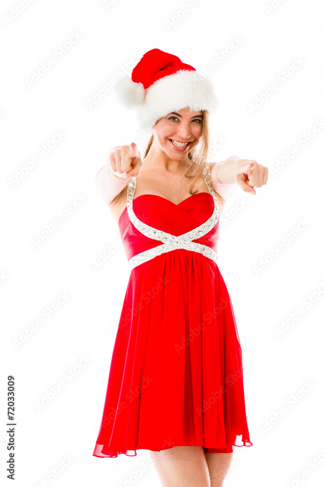 model isolated on plain background fingers pointing to camera model isolated on plain background fingers pointing to camera