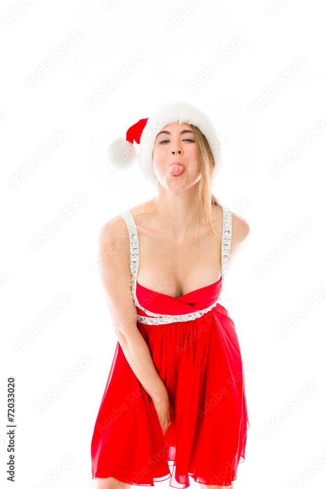 model isolated on plain background face sticking tongue out model isolated on plain background face sticking tongue out