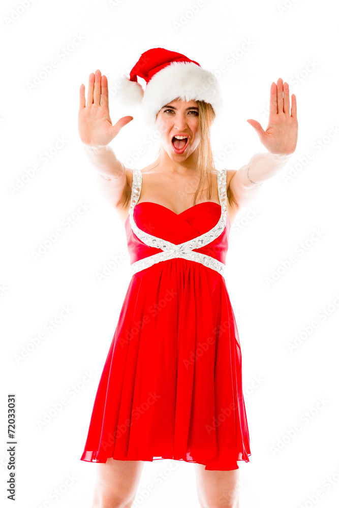 model isolated on plain background stop sign with hands model isolated on plain background stop sign with hands