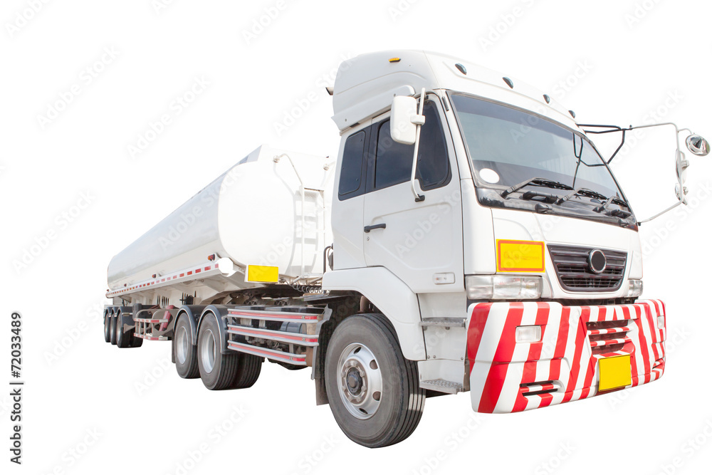 heavy oil container truck isolated white background