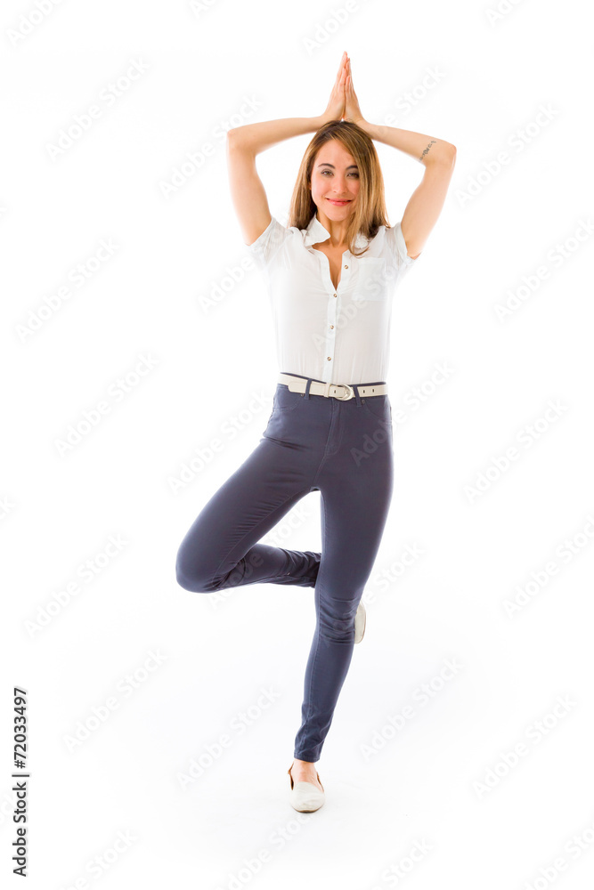model isolated on plain background yoga relaxing model isolated on plain background yoga relaxing