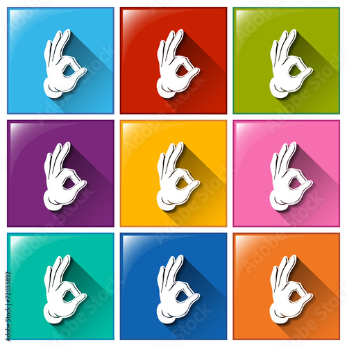 Buttons with hand signs