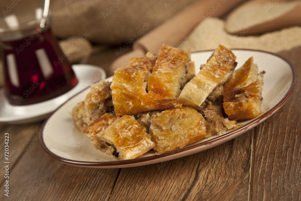 Turkish style meat stuffed filo dough borek served kol boregi Turkish style meat stuffed filo dough borek served kol boregi