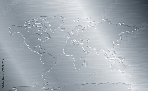 Brushed metal with world map